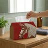1pc Vintage Equestrian Tissue Box with Horse- Red Horse Pattern Rectangular Napkin Holder& Dispenser Suitable for Home, Kitchen, Bathroom Decor, Multi
