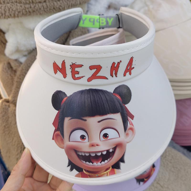 

Authentic children s sun hat Nezha3D Summer Kuromi Sun Protection Cap with Open Top for Boys and Girls Beige-Nezha children s ca
