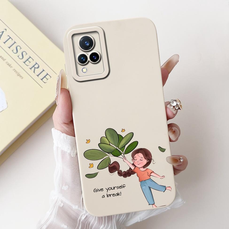 

For Vivo V21 4G Case V2066 Silicone Cute Cat Fashion Butterfly Flowers Love Painted Back Cover For VivoV21 4G Phone Case V2108 Vivo V21 4G