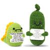 Handmade Emotional Support Pickle Crochet Funny Sour Cucumber Knitted Pickle with Positive Card Cheer up Gift Crochet Home Decor