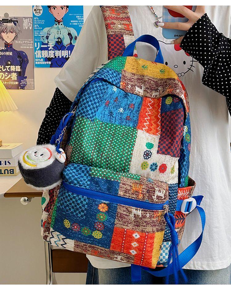Backpack Canvas Patchwork 2025 Spring Summer Autumn Fashion Vintage Patchwork Backpack