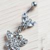 Rhinestone Butterfly Dangle Belly Navel Curved Button Barbell Ring