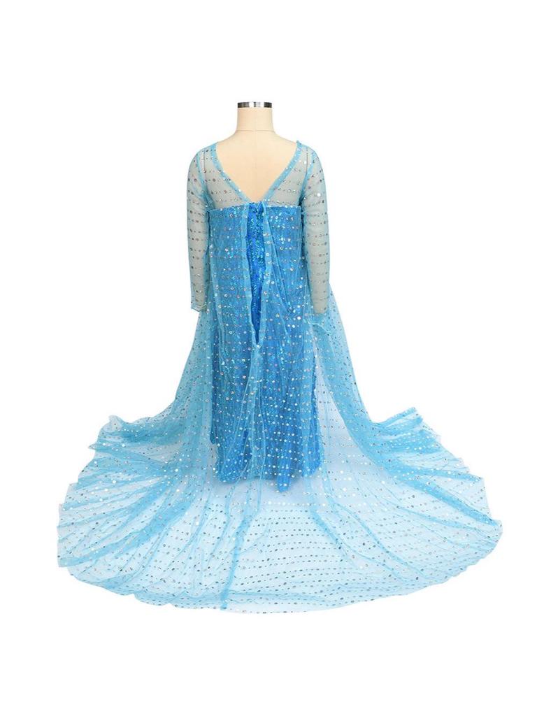 Frozen Girls' Elsa Sequin Mesh Long-Sleeve Formal Dress