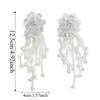 Rhinestone Floral Tassel Earrings Zinc Zinc Alloy Long Ear Drop Summer White Flower Earrings  Holiday