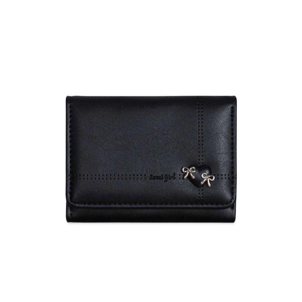 Foldable Tri-fold Short Wallet Large Capacity Card Holder Sweet Love Bow Wallet  Gift