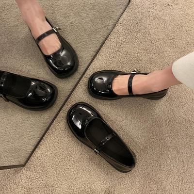 Z Xiaoxiangfeng Mary Jane Women's Shoes 2025 New French Light Mouth Low Heel Single Shoes Women's One-word Buckle with Jk Small Leather