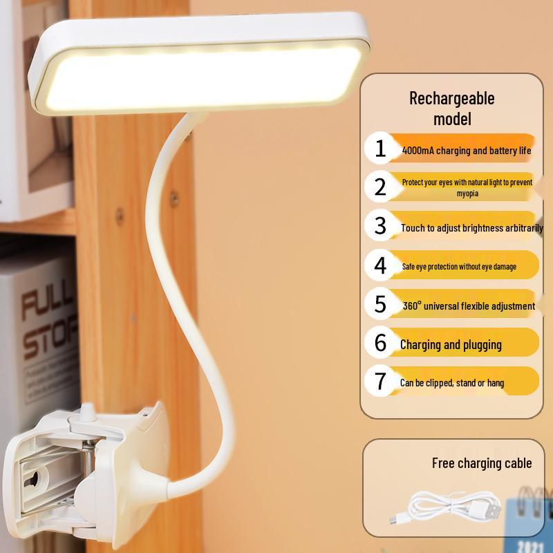 Dual Power LED Clip-on Desk Lamp for Study, Dorms, Kids & Reading - Bedside, Plug-in or Battery Use