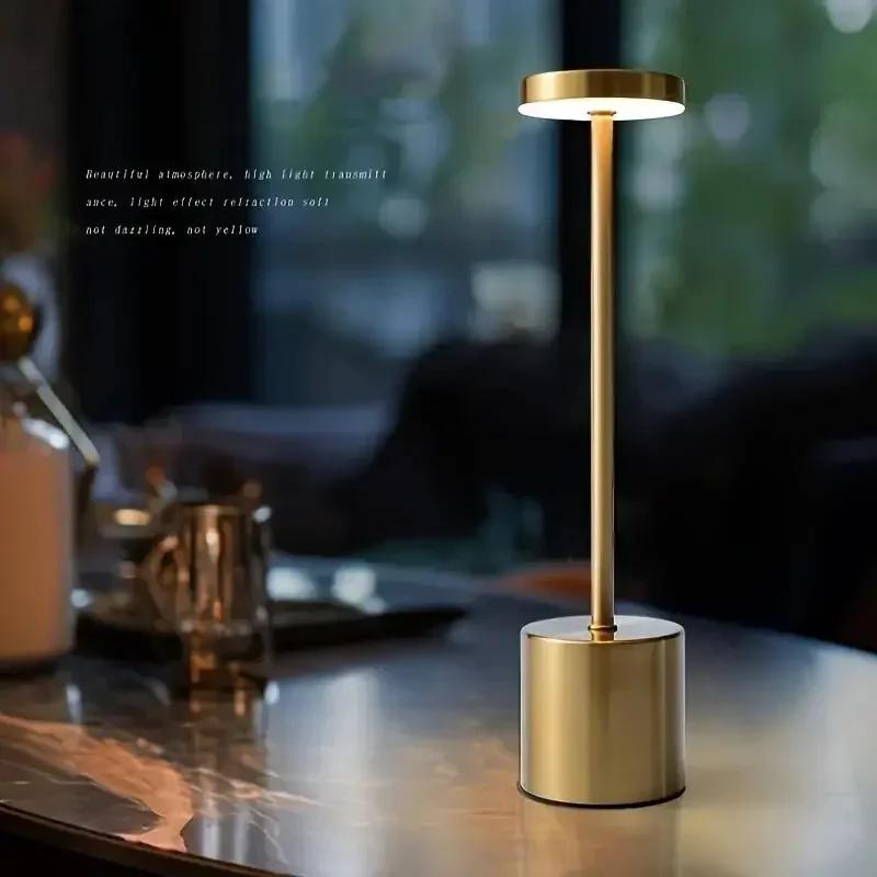 Simple LED Rechargeable Touch Metal Table Lamp Three Colors Bedside Creative Ambient Light Bar Outdoor Decoration Night Light