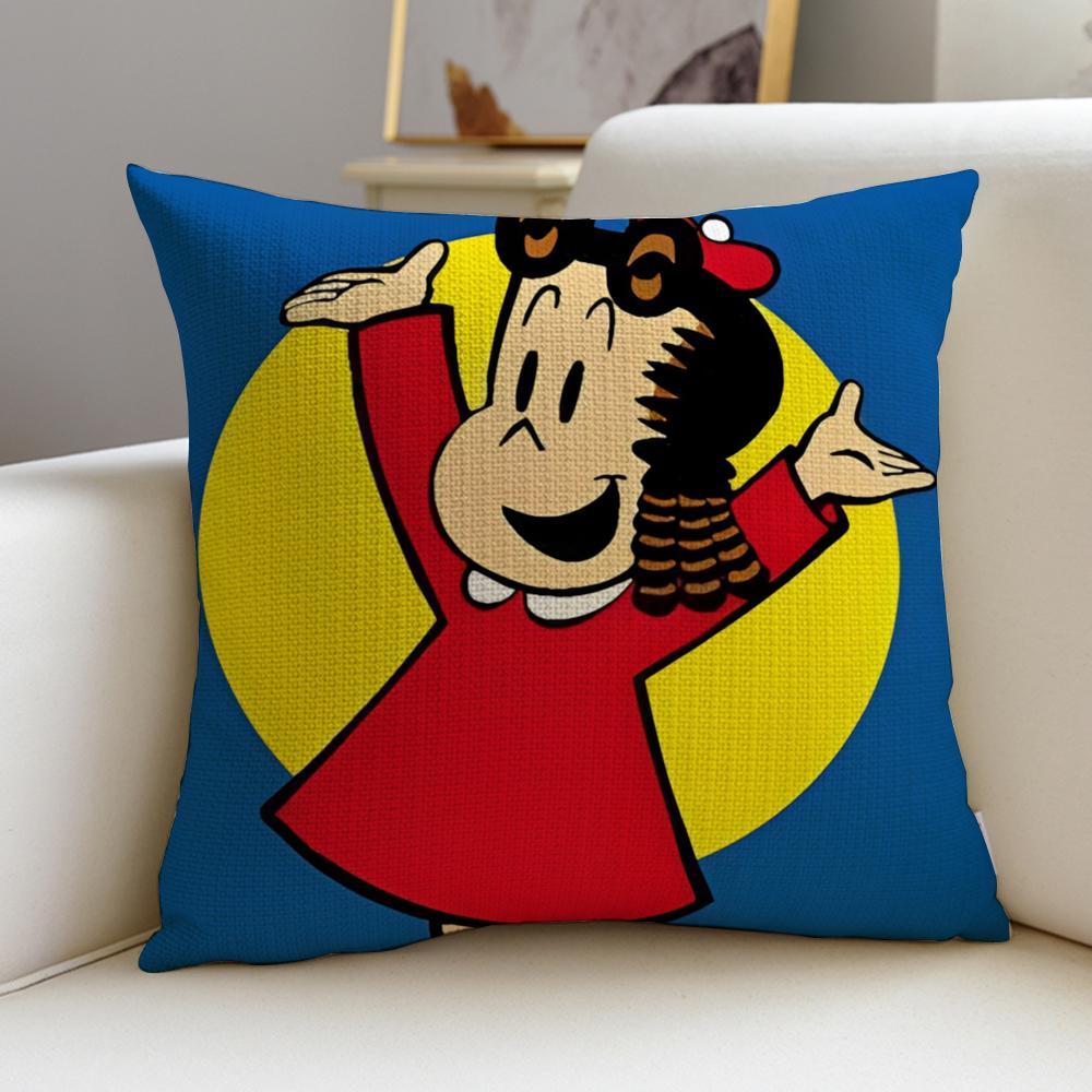 Cute TThe Little Lulu ShowS Cushion Cover Breathable and skinfriendly linen pillowcase square removable and washable cushion