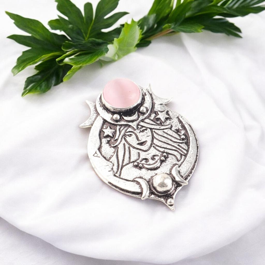 925 Sterling Silver Natural Pink Cat's Eye Gemstone Pendant Friendship Day Gift CP-22-36
