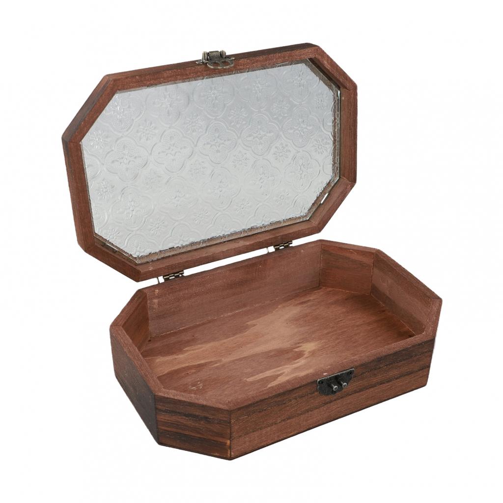 Handcrafted Solid Wood Storage Box with Elegant Begonia Flower Design