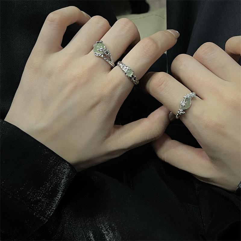 [Ice Jade Wrapped Branches] National Style Open Ring French Premium Sense Stacked Women Wearing Niche Rose Rings