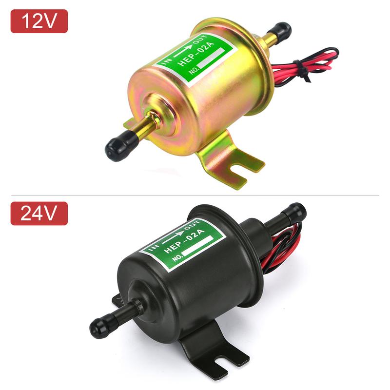 Universal 24V Electric Fuel Pump Low Pressure Bolt Fixing Wire Diesel Petrol HEP-02A For Car Carburetor Motorcycle ATV Gold