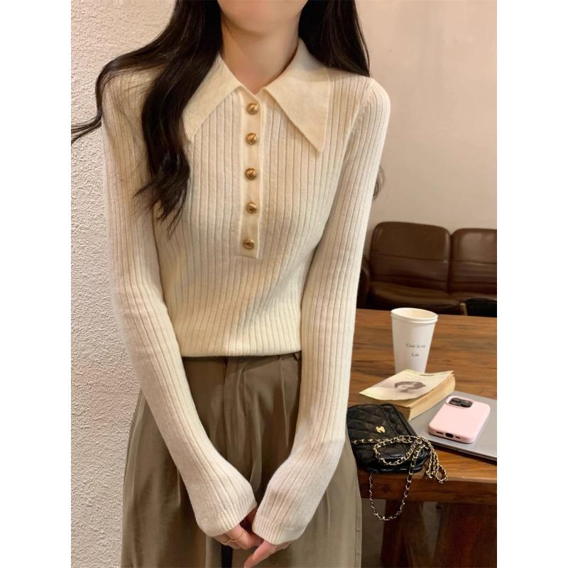 New spring and autumn collar knitted sweater chic bottoming shirt women's autumn and winter high-end sweater