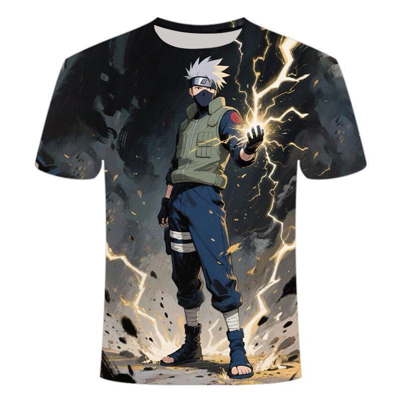 2026 Summer New Stylish Naruto Anime Round-neck Short-sleeved 3D Digital Printed T-shirt, A Versatile Top for Students