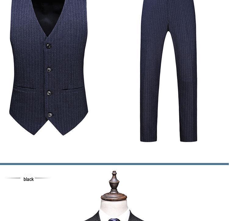Korean Style Slim Fit Striped Men's Suit Set - Casual Blazer Jacket for Weddings and Professional Wear