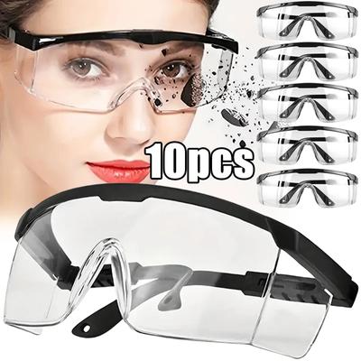 Lot de 10 lunettes de protection rétractables, lunettes de laboratoire, résistantes au vent et à la poussière, pour l'équitation, l'escalade et la course à pied en extérieur