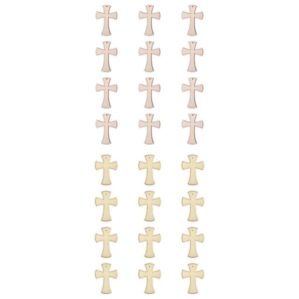 12Pcs Wooden Crosses for Crafts with Hole Jesus Ornament Wood Tags Hanging Cross Ornament Unfinished Cross for Decoupage