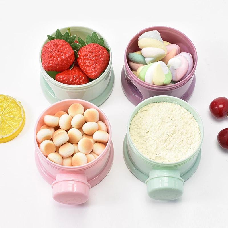 1pc Portable Four Layer Milk Powder Box, Milk Powder Container, Food Storage Snack Rotating Box