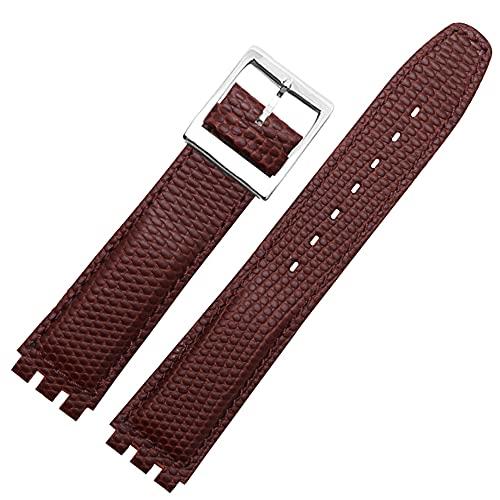 

ZHUOLEI Swatch Watch Strap, 17mm/19mm, Brown, Includes 3 Spring Bars, Spring Bar Remover, and Box