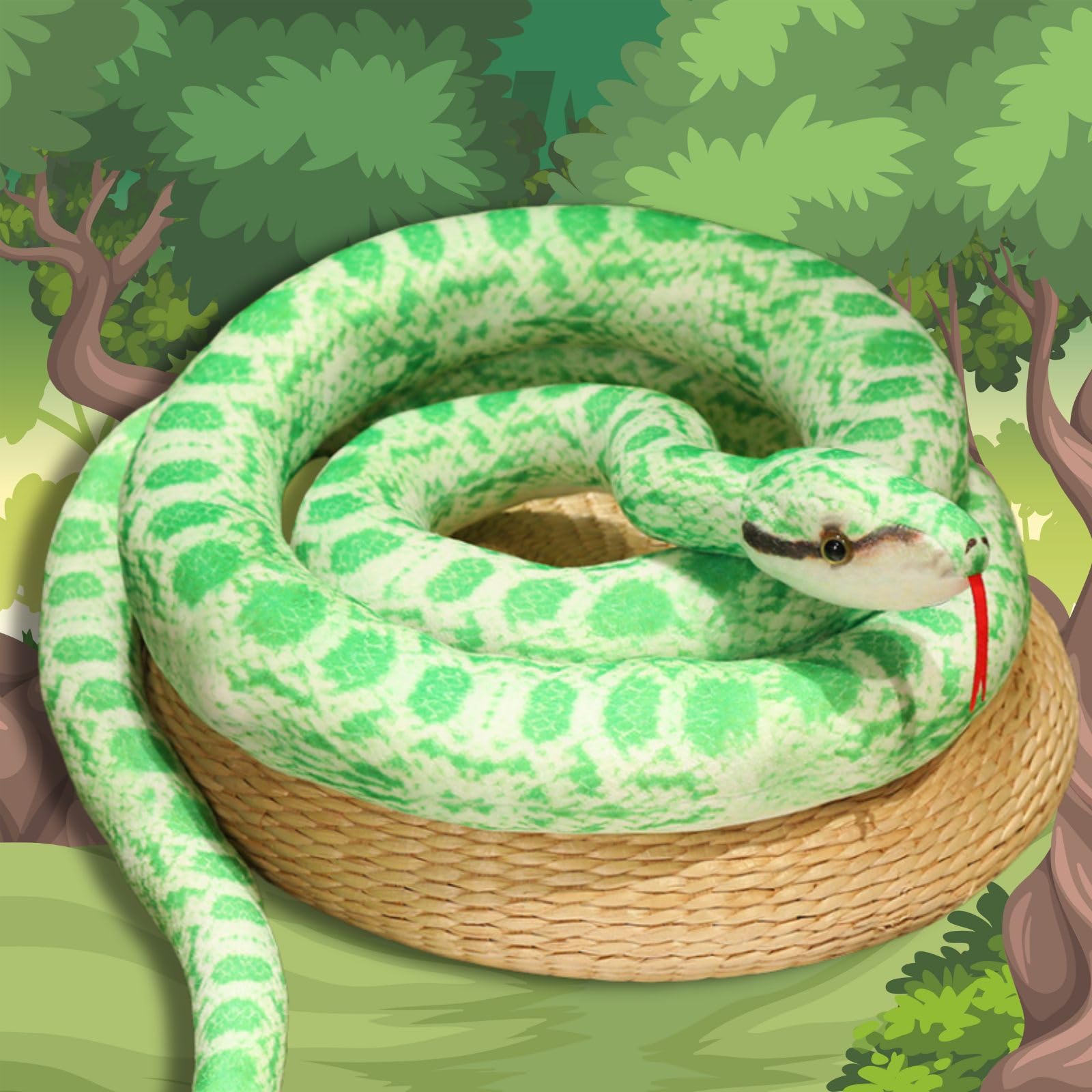 

Leap Raupe Snake Plush Toy, Snake Toy, Snake Figurine, Green, White-Green, 90cm