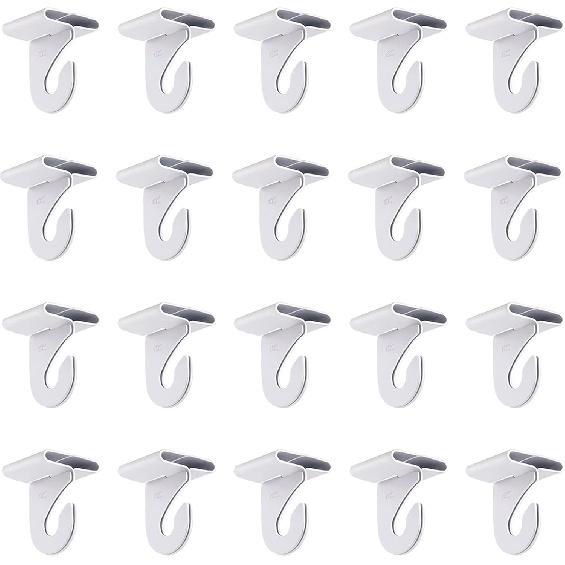 8 Pair Drop Ceiling Hooks for Hanging,White Heavy Duty Ceiling Hooks,Metal T-Bar Hooks,Suspended Ceiling Tile Hook Ceiling Clips for Home Classroom