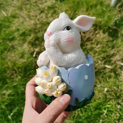 5.3 Pulgadas Conejo de Pascua Huevos Estatua de Resina Coleccionables Decoraciones para Decoración del Hogar Regalo de Conejo