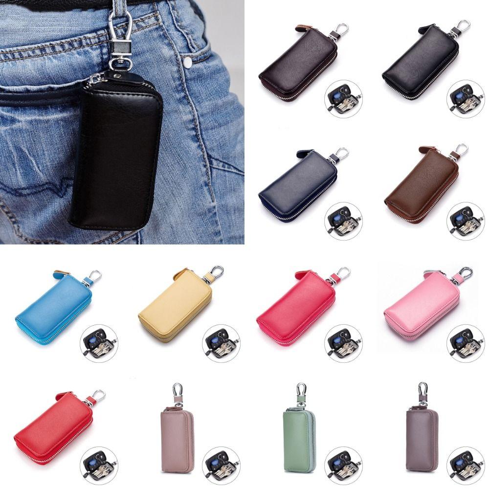 Mini Purse Genuine Leather Key Bag Zipper Car Key Case Key Holder Organizer Pouch  Men Women