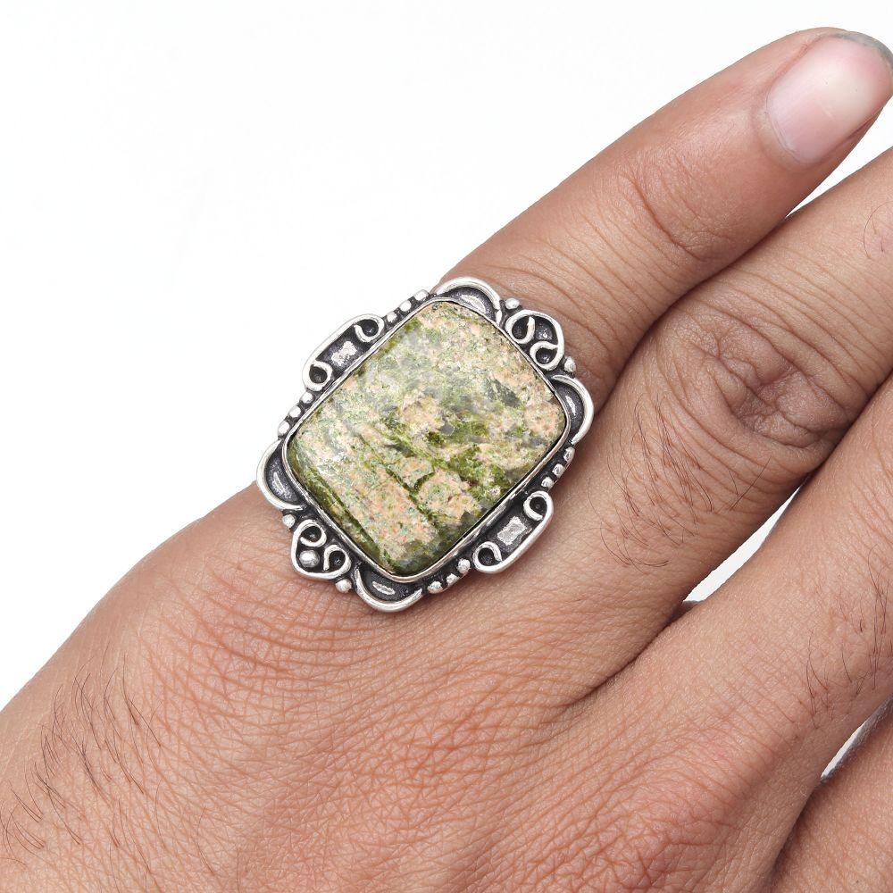 Unakite Jasper Gemstone Handmade Silver Jewelry  "8"