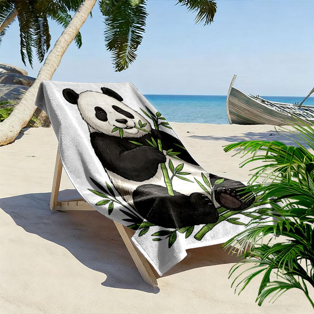 Bamboo-loving Panda Bliss Print Beach Towel, Quick Drying, Suitable for Travel, Outdoor Sports, Jogging, the Beach and Swimming, Gift