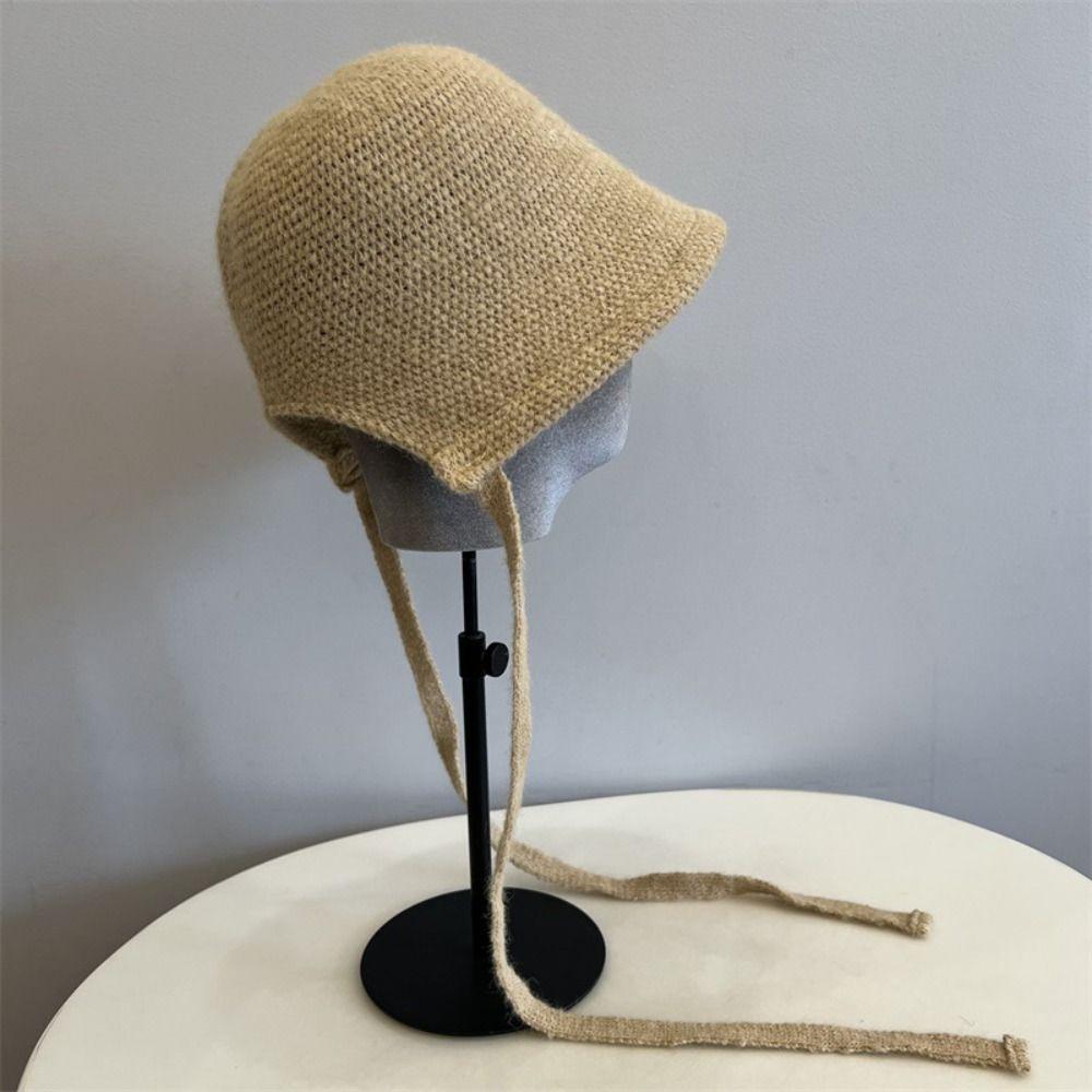 Wool Blend Fisherman Hat Knitted Woolen Basin Hat New Girl's Hat  Autumn Winter