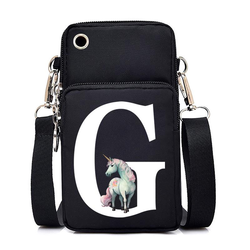 Unicorn Unicorn Letter Printing Black Oblique Span Bag Casual Portable Multi-Function Mobile Phone Bag