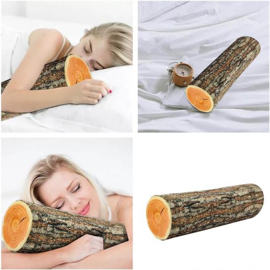 Natural Round Stump Throw Pillow, 3D Digital Print Comfortable Wood Log Pillow, Funny Cute Wood Trunk Pillows Stump Cylinder Floor Cushion for Home