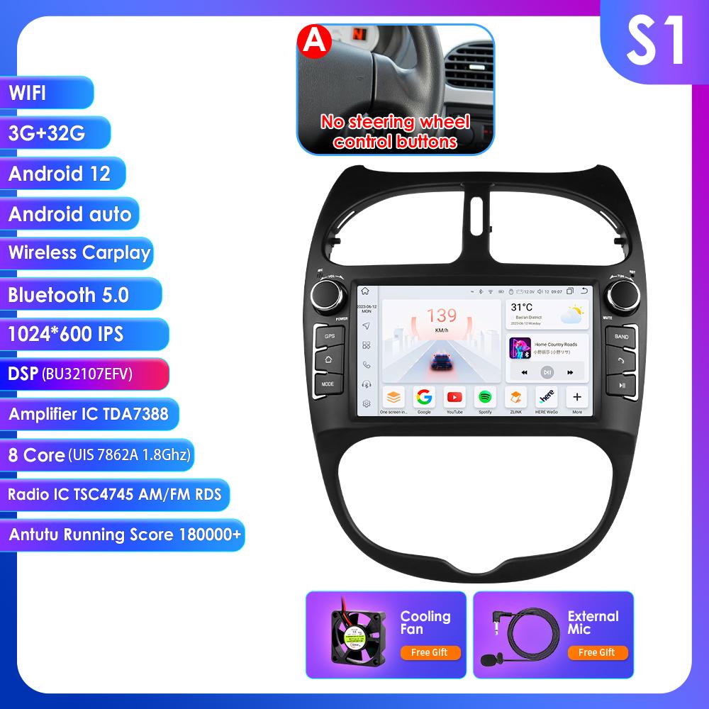 

Hizpo Интеллектуальное 7-дюймовое Android автомобильное радио для Peugeot 206 206SW 206CC Автомагнитола Экран Мультимедийный плеер Carplay Аудио 2DIN Головное устройство 2000 - 2008 A S1 8Core 3G 32G