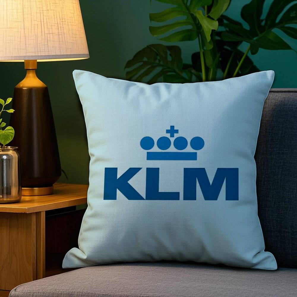 Netherlands K-Klm R-Royal Dutch Airlines Pillow Case Plush Fabric Soft Double Sided Print Sofa Cushion Cover Throw Pillow Covers