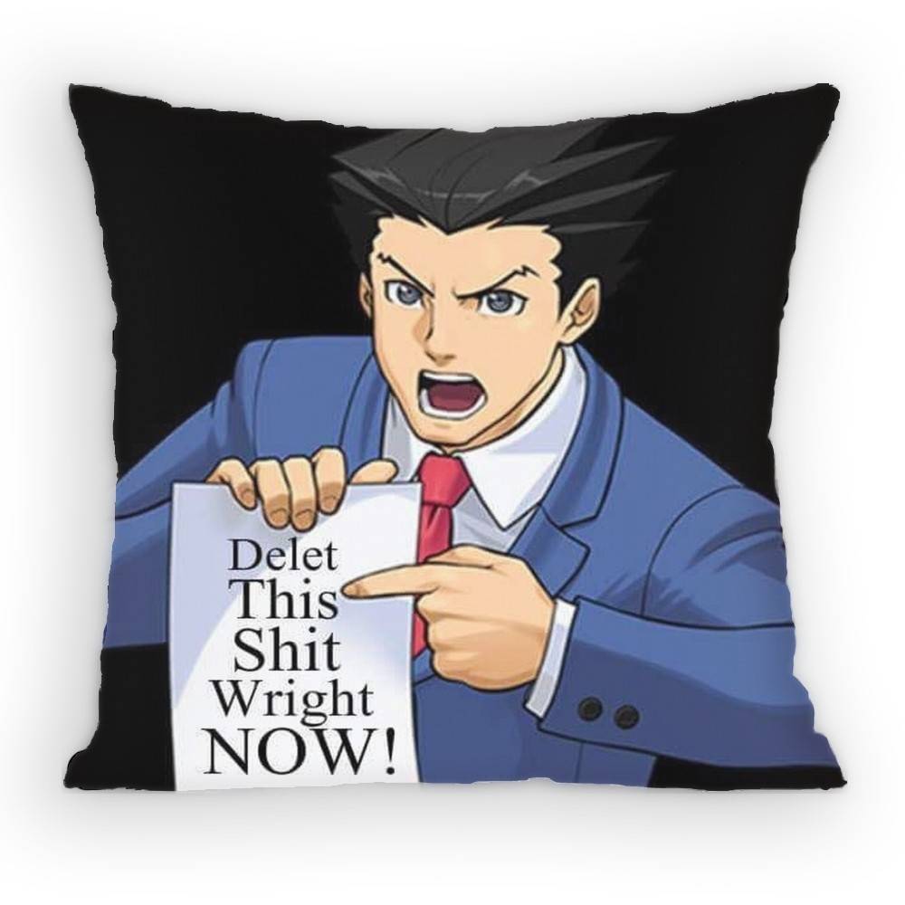 Ace Attorney Phoenix Wright Pillow Case Antidustmite Pillowcase Invisible Zipper Silky Short Plush Sofa Cushion Cover