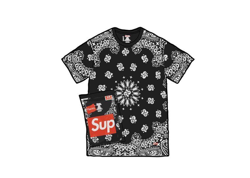 Supreme Hanes Bandana Tagless Tees (2 Pack) Black S