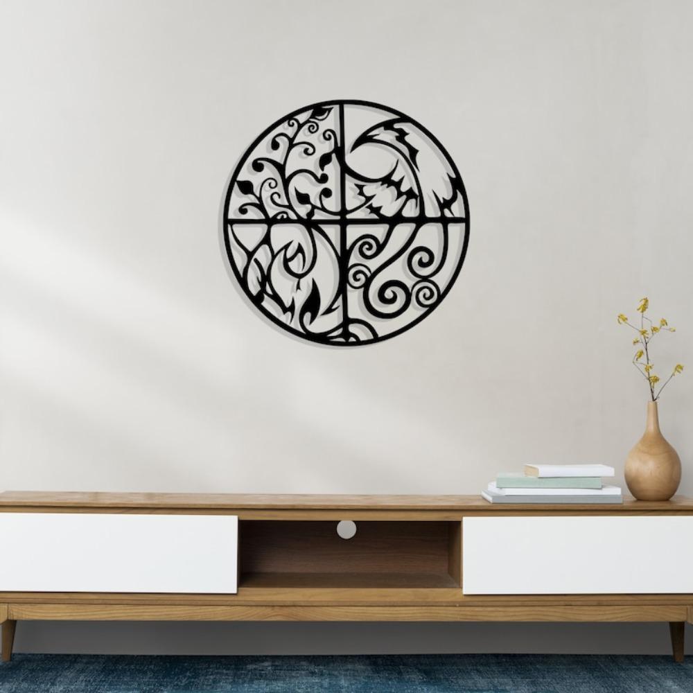 Avatar Inspired Metal Wall Art Four Elements Air Fire Water Earth Yoga Decor Home Gift