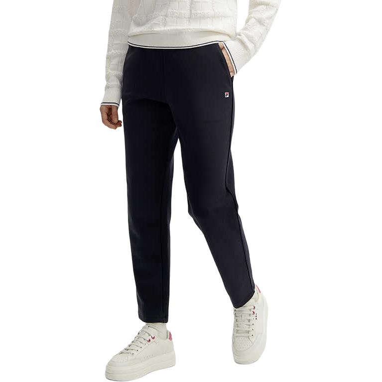FILA Official Womens Knitted Long Pants 2024 Spring New Fashion Simple Casual Cuffed Sports Pants Women bottoms Legendary-Blue F11W411608F-NV