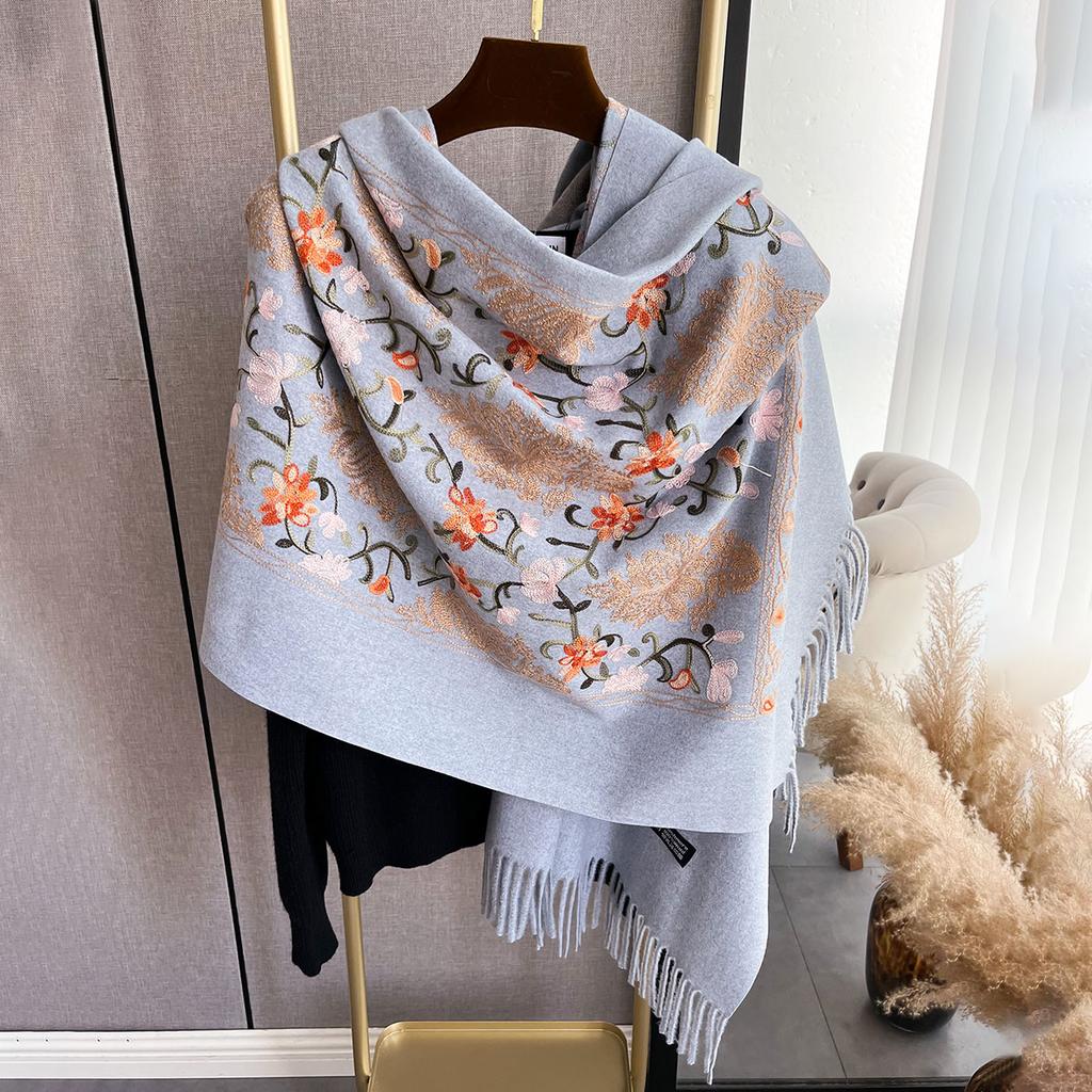 Winter Fashion Warm Cashmere Scarf for Women Embroidery Pashmina Blanket Thick Shawl Wrap Neckerchief Bufanda Echarpe Poncho