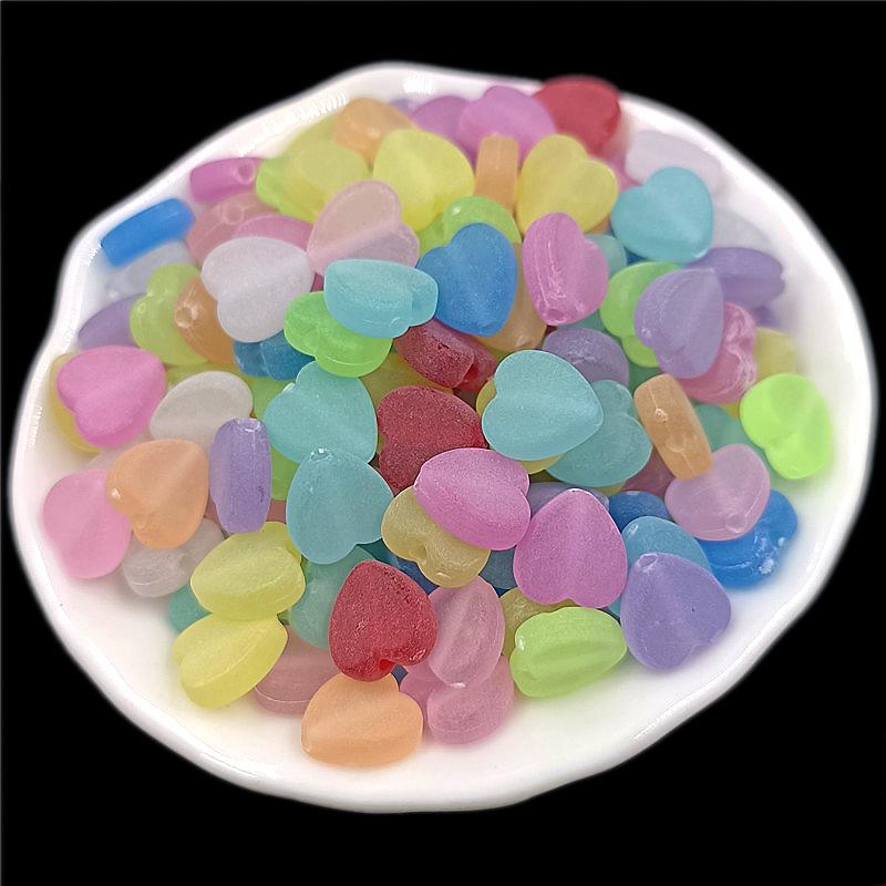 50Pcs Frosted Matte Acrylic Heart Star Beads Pendant DIY for Necklace Bracelet Jewelry Making