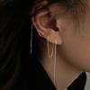 Vintage Silver Color Long Earrings Wire Tassel Chain Drop Earring Women's Ear Line Straight Hanging Earings Korean Jewelry Gifts