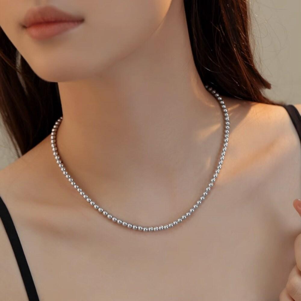 Julien Light Gray Silver 925 Black Pearl Necklace