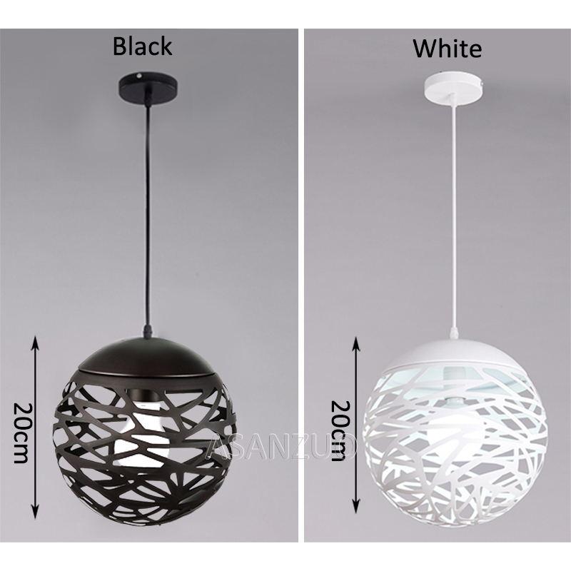 Iron Pendant Lights White Black Round ball Hollowed Hanging lamp Home Dinning Living Room Stair Kitchen Island Decor Lighting Fi
