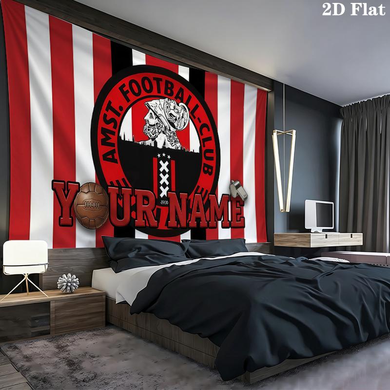 Custom Name,AFC Ajax Wall tapestry, aesthetic printed fabric blanket, suitable for bedroom, living room, and home decor.