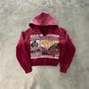 2026 Oversized mikina na zip s 3D potiskem Streetwear Unisex Ležérní mikina Volný střih Dlouhý rukáv