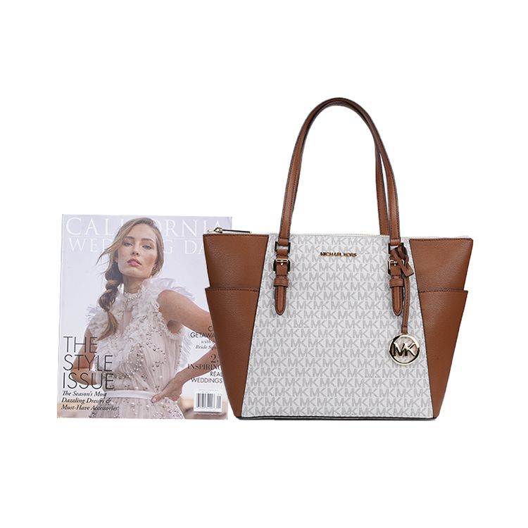Michael Kors Mk Charlotte Monogram Commuter Zipper Tote Bag Women Tote Vanilla 35T0GCFT3B-VANILLA