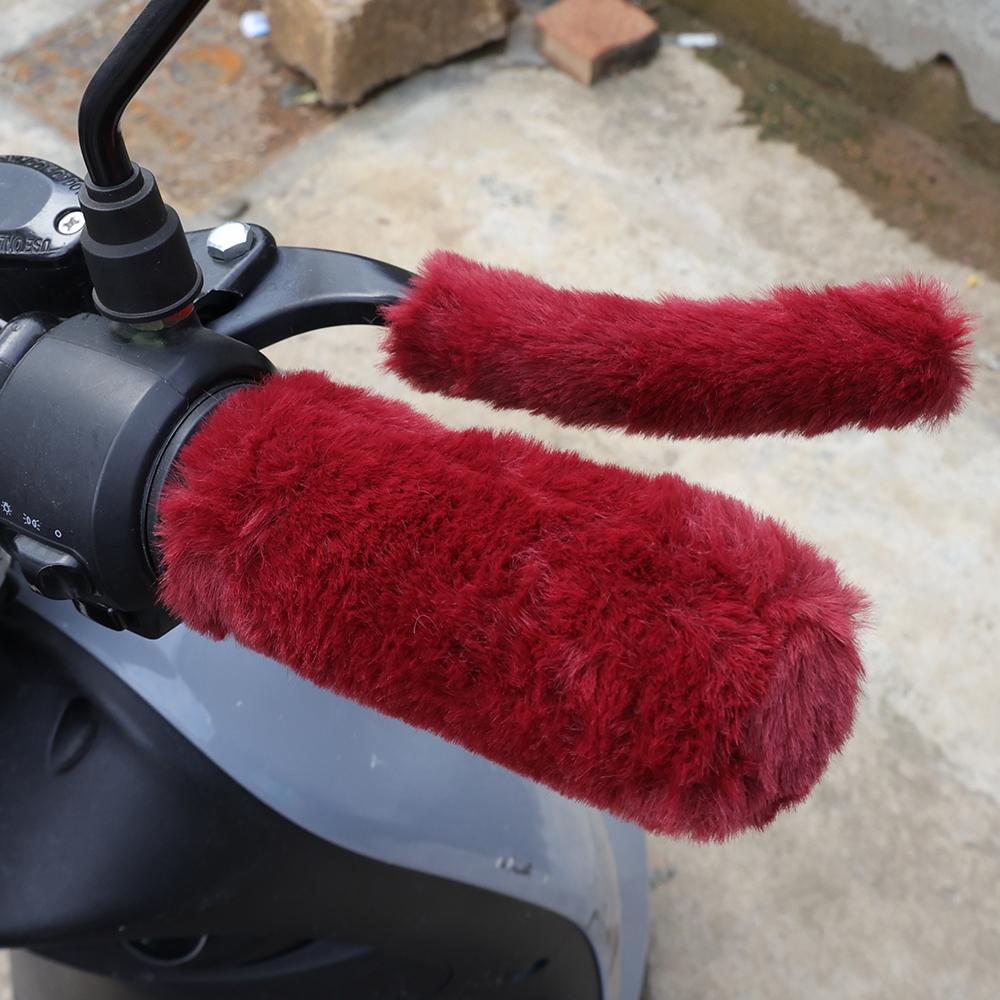 Simulated Plush Grip Glove Motorcycle Handle Cover for Winter Thick Warm Handle Gloves Covers Universal Scooters Hand Warmer
