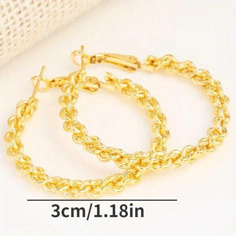 1 Pair Fashionable Twisted Chain Circular Earrings, Personalized and Minimalist Women's Earrings