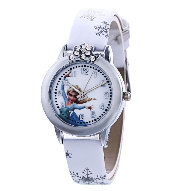 Cute Frozen Cartoon Quartz Watch For Boys And Girls With Colorful Pu Leather Strap And Life Waterproof Feature